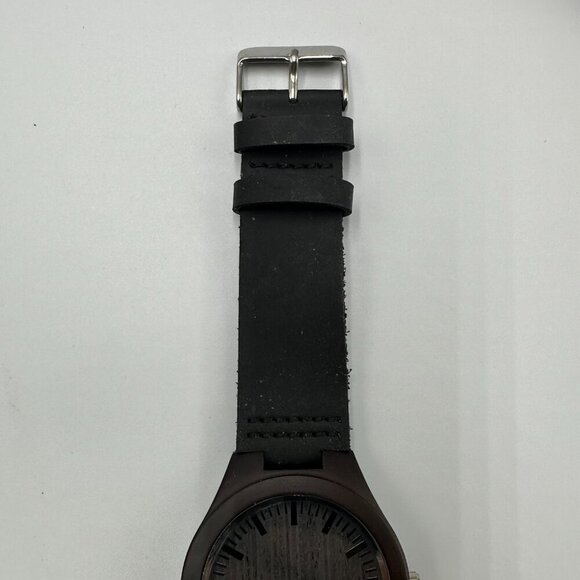 3 for $30 Minimalist Watch Men Brown Wood Case Black Leather Band 45MM - Picture 5 of 14
